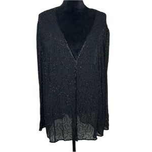 Marina by Marina Bresler Black Beaded Jacket Womens Size 2X